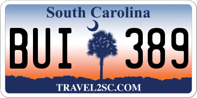 SC license plate BUI389