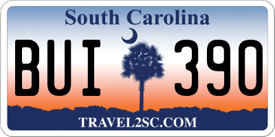 SC license plate BUI390