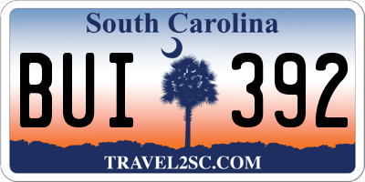 SC license plate BUI392