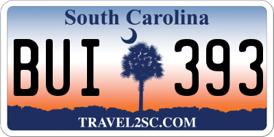 SC license plate BUI393