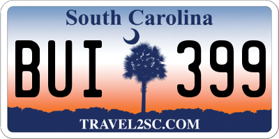 SC license plate BUI399