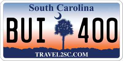 SC license plate BUI400