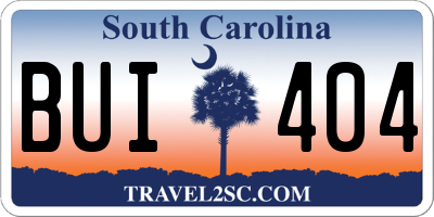 SC license plate BUI404