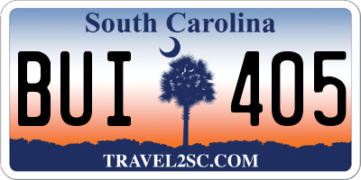 SC license plate BUI405