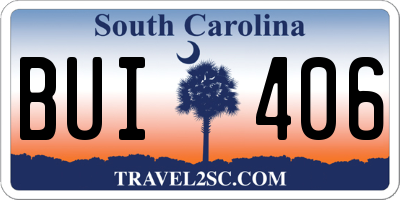 SC license plate BUI406