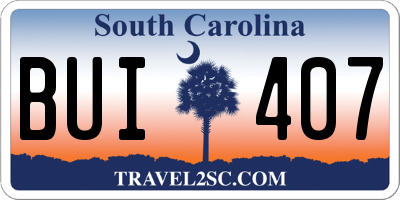SC license plate BUI407