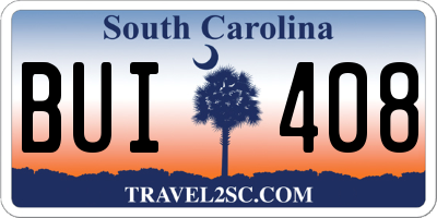SC license plate BUI408