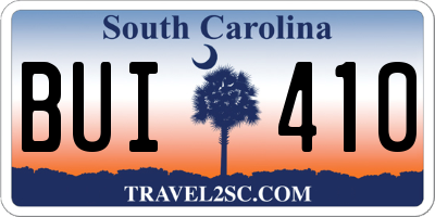 SC license plate BUI410