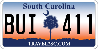 SC license plate BUI411