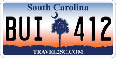 SC license plate BUI412