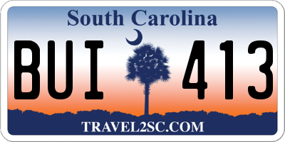SC license plate BUI413