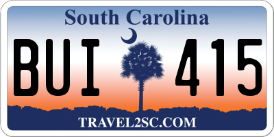 SC license plate BUI415