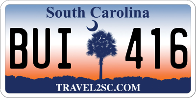 SC license plate BUI416