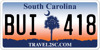 SC license plate BUI418