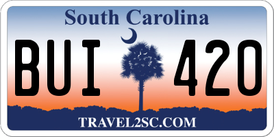 SC license plate BUI420