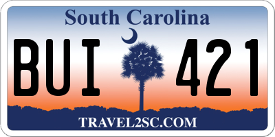 SC license plate BUI421