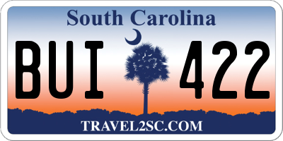 SC license plate BUI422