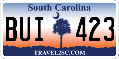 SC license plate BUI423