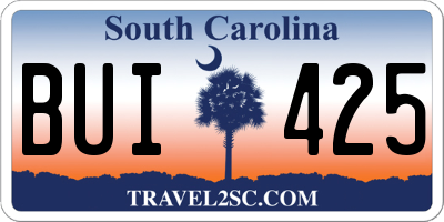 SC license plate BUI425