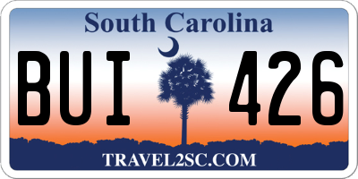 SC license plate BUI426