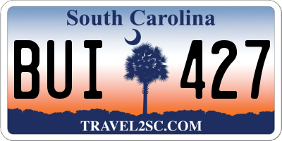 SC license plate BUI427