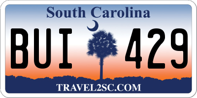 SC license plate BUI429