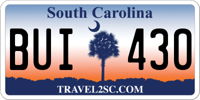 SC license plate BUI430