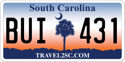 SC license plate BUI431