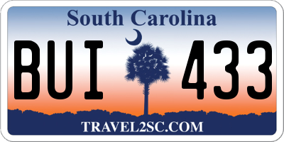 SC license plate BUI433