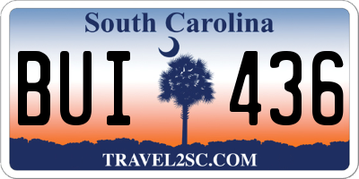 SC license plate BUI436