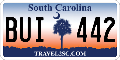 SC license plate BUI442
