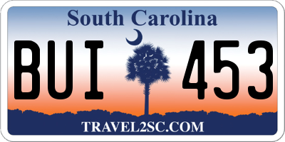SC license plate BUI453