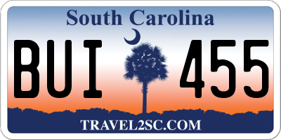 SC license plate BUI455
