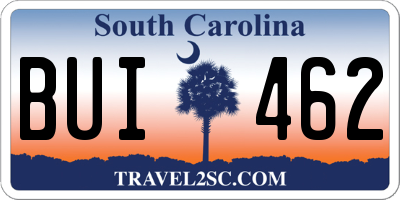 SC license plate BUI462