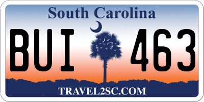 SC license plate BUI463