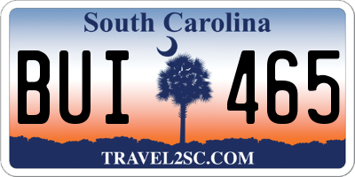 SC license plate BUI465