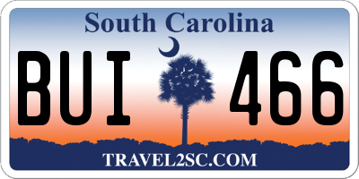 SC license plate BUI466
