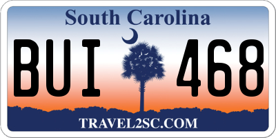 SC license plate BUI468