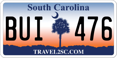 SC license plate BUI476