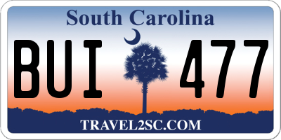 SC license plate BUI477
