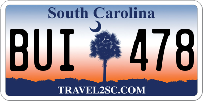 SC license plate BUI478