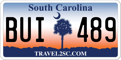 SC license plate BUI489
