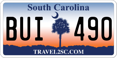 SC license plate BUI490