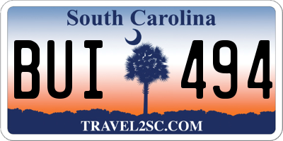 SC license plate BUI494