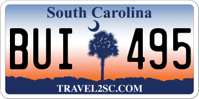 SC license plate BUI495