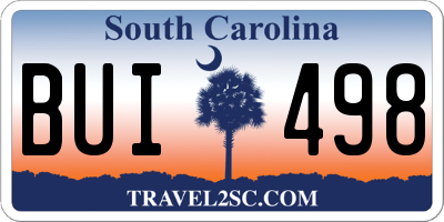 SC license plate BUI498