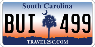 SC license plate BUI499