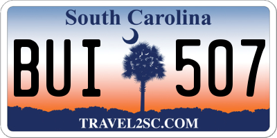 SC license plate BUI507