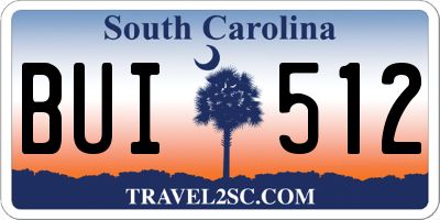 SC license plate BUI512