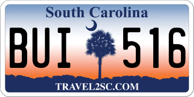 SC license plate BUI516